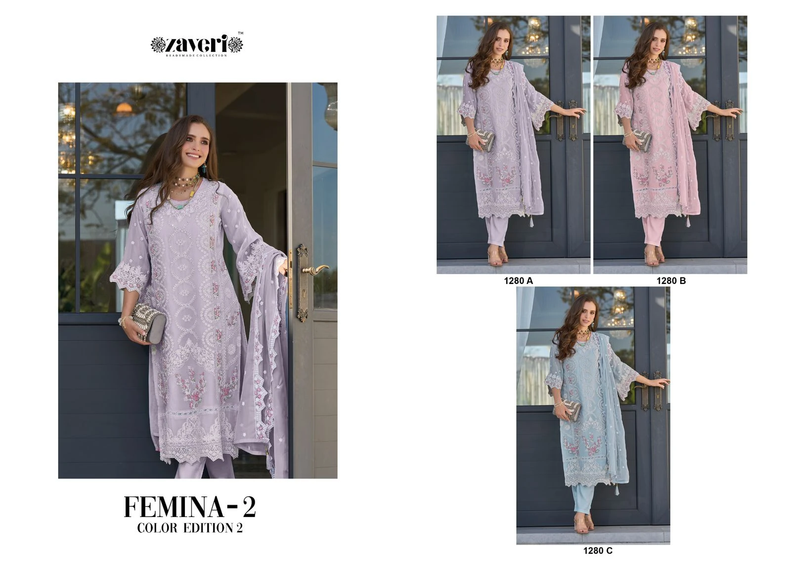Zaveri Femina Vol-2 Color Edition-2 Soft Organza Wholesale Fancy Readymade Salwar Suit Catalog — Wholesale Readymade Suit, MPA wholesale from Surat — view 5